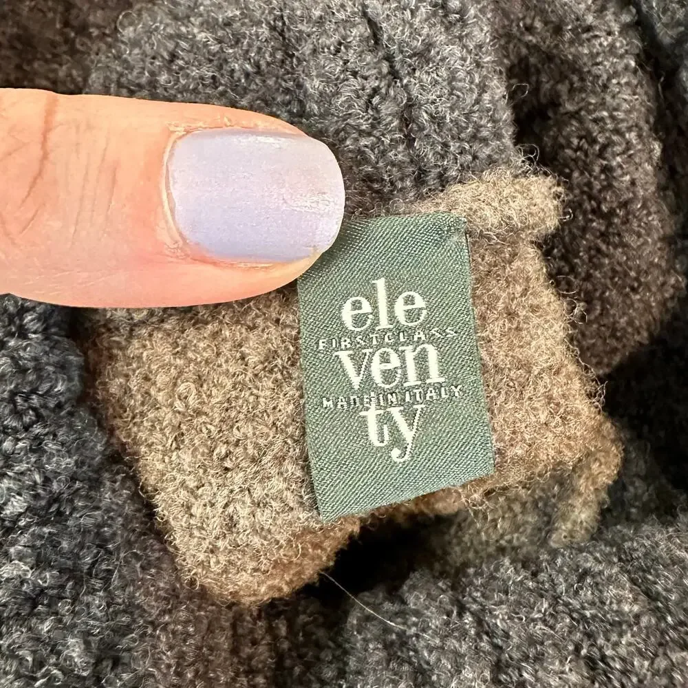 Eleventy Boiled Wool Blend Color Block Turtleneck Sweater